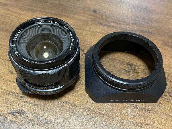 Asahi Pentax ペンタックス スーパータクマー Super-Takumar 28mm F3.5 純正フード付 M42
