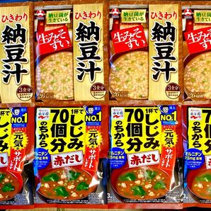 即席みそ汁 2種【生みそずいひきわり納豆汁、しじみ70個分のちから(赤だし)】合計24食 納豆菌 オルニチン 旭松 永谷園