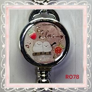 リールキーホルダー 皮風リールストラップ付き【R078】シマエナガ ベージュ