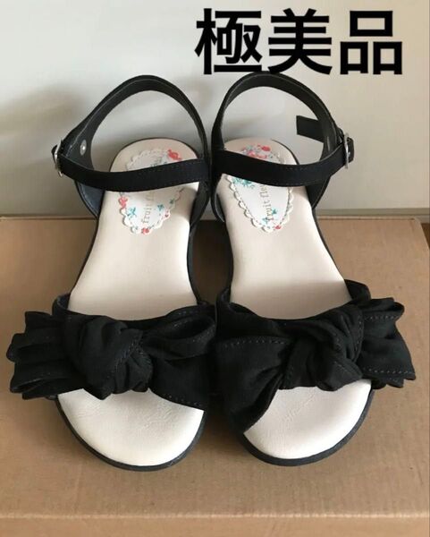 極美品 キッズ リボン サンダル 19cm キッズ 19 女の子 靴 子供
