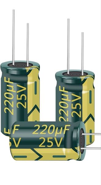 PENGLIN 電解コンデンサー 25V 220UF 105℃ 6x12mm 高周波 低抵抗 長寿命(25V 220μF)