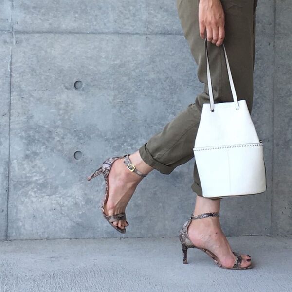 GU ジーユー パイソン アンクル ストラップ ヒール サンダル XL 25-25.5cm ベージュ 美品