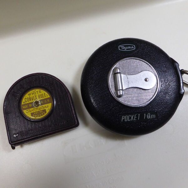 ♪2個 ビンテージスケール Tajima POCKET 10m コンベックスルール2m メジャー 巻き尺 工具