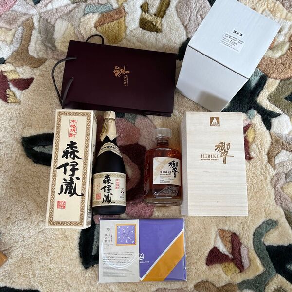 Hibiki100周年 & 森伊蔵 JAL風呂敷付き ウイスキー
