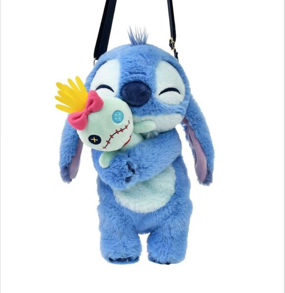 スティッチ & スクランプ マルチポシェット◆ディズニー スマホ ポシェット ぬいぐるみ ショルダーバッグ