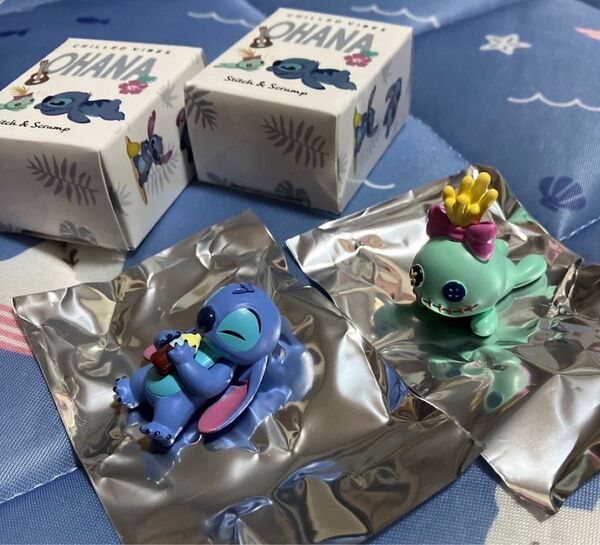ディズニー リロ & スティッチ シークレット フィギュア◆寝そべり スクランプ スティッチ◆ミニ マスコット