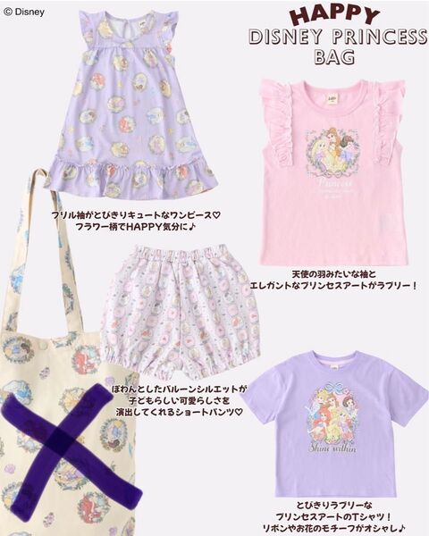 しまむら LITTC DISNEYハッピーバッグ プリンセス 100