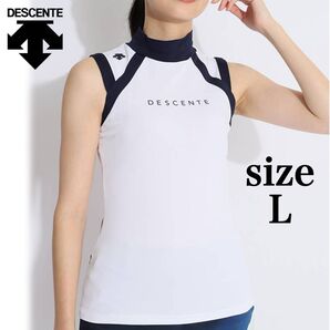 未使用級 ソロテックス モックネック スリーブレス シャツ 鹿の子 L ゴルフ ゴルフウェア ノースリーブ