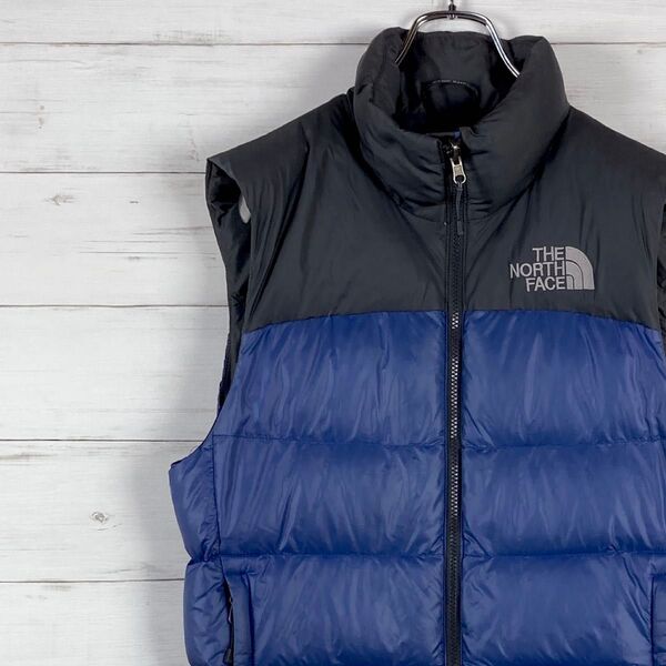 ノースフェイス ダウンベスト ヌプシ ロゴ刺繍 ファスナーポケット ドローコード THE NORTH FACE レディース M