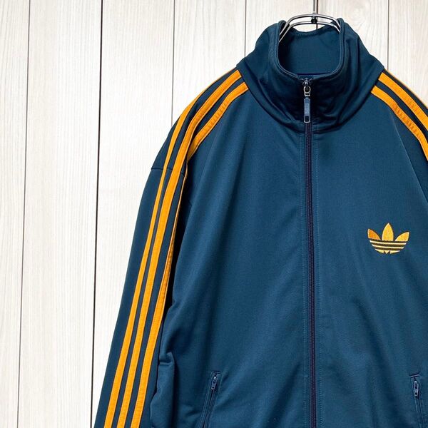 人気 アディダス オリジナルス adidas トラックジャケット 刺繍ロゴ トレフォイル スリーライン メンズ XL ネイビー系