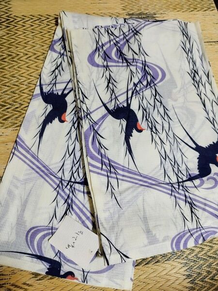 浴衣 単品 ツバメと柳柄 そしてゆめ 綿 夏祭り 花火大会 しっかりした生地お値引不可