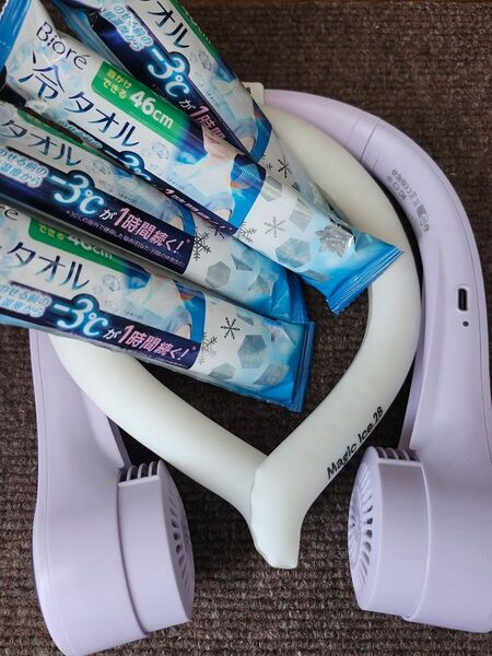 暑さ対策グッズセット Magic Ice.28 ネックファン ビオレ 冷タオル