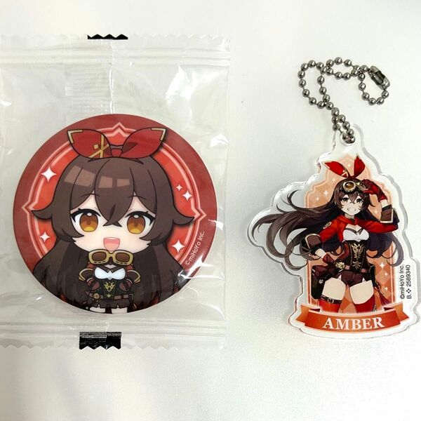 原神 アンバー 缶バッジ アクリルキーホルダー 2個セット