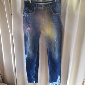 SSEINSEダメージ加工デニムパンツ ブルー系