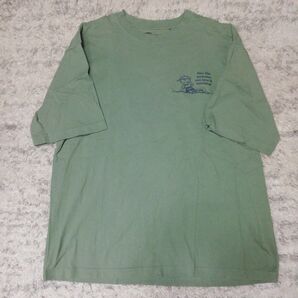 ピーナッツ&ユニクロコラボチャーリーブラウンプリントTシャツ カーキXLサイズ