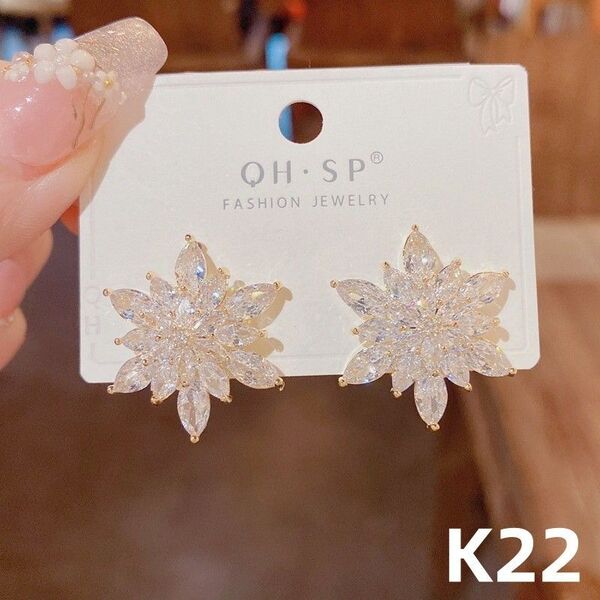 ピアス イヤリング サージカルステンレス スノーフレーク 雪花 デザイン