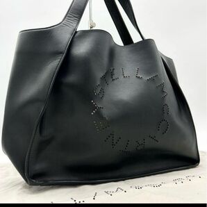 【美品】ステラマッカートニー トートバッグ 黒 サークルロゴ A4収納可 ビジネス