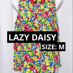 LAZY DAISY ノースリーブ トップス Mサイズ トロピカル 花柄