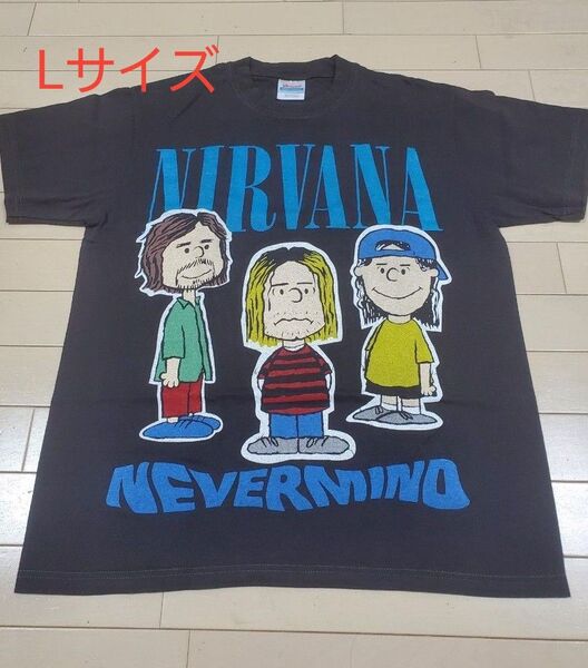 【Hanesタグ!】NIRVANA ニルヴァーナ Tシャツ /スヌーピー/NEVERMIND/L/黒 Mサイズの方でもどうぞ
