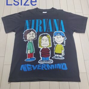 【Hanesタグ!】NIRVANA ニルヴァーナ Tシャツ /スヌーピー/NEVERMIND/L/黒 Mサイズの方でもどうぞ