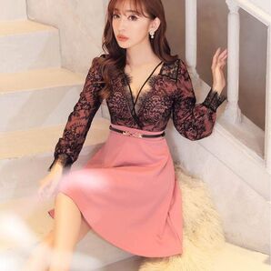 レーシィカシュクールクロスコードフレアミニドレス S ダスティーピンク デイジー