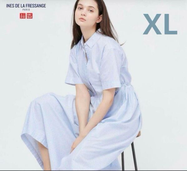 新品・タグ付き UNIQLO イネス タックワンピース 半袖 XLサイズ