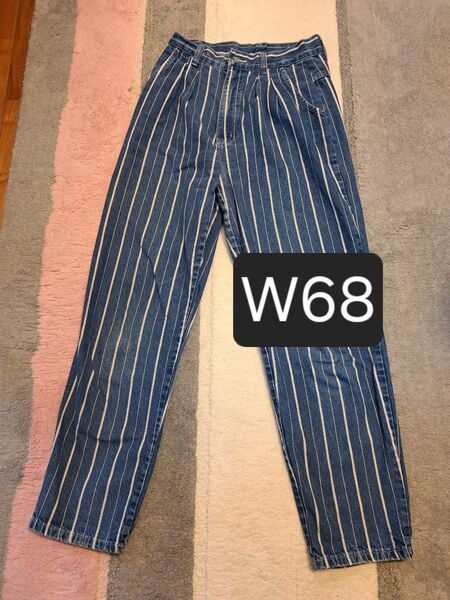 vintage デニム パンツ USA 古着 ヒッコリー ウエスト68cm