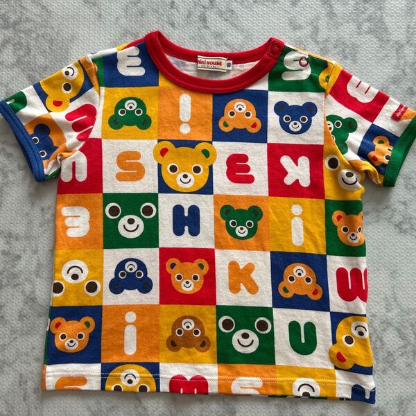 ミキハウス パズルブロック プッチー Tシャツ 半袖Tシャツ 総柄 90