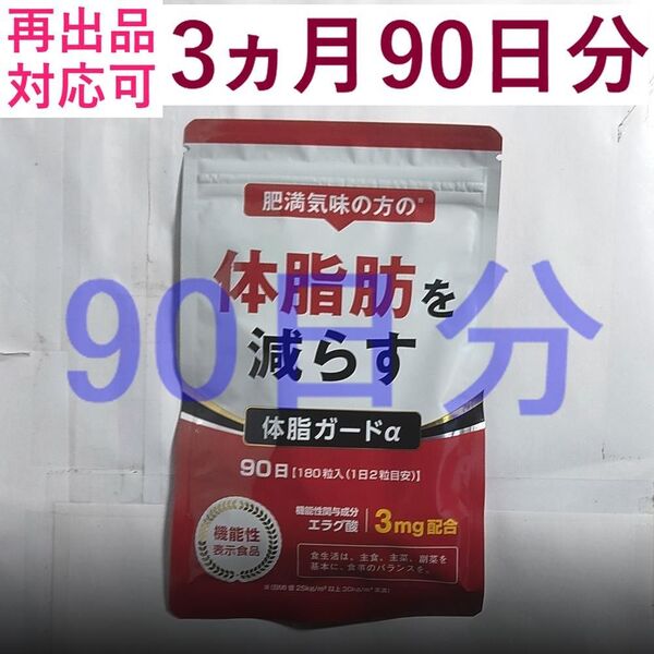 【1袋】体脂ガードα 90日分×1袋 体脂肪を減らす ダイエットサプリ エラグ酸 カルニチン BCAA DUEN