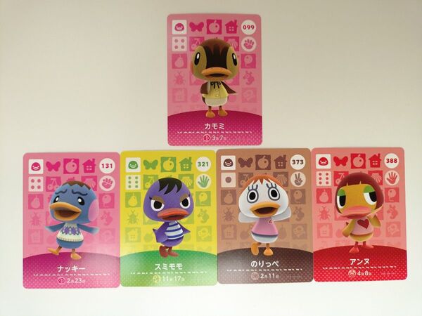 どうぶつの森 amiiboカード カモミ スミモモ ナッキー のりっぺ アンヌ アヒル セット