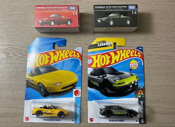 【4台 セット】ホットウィール マツダ MX-5 MIATA NA ユーノス ロードスター トミカ プレミアム ミニカー 希少
