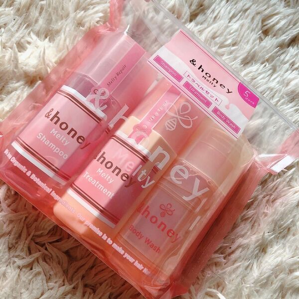 &honey アンドハニー メルティ お試し セット トラベル シャンプー トリートメント ボディウォッシュ 旅行用 ヘアゴム