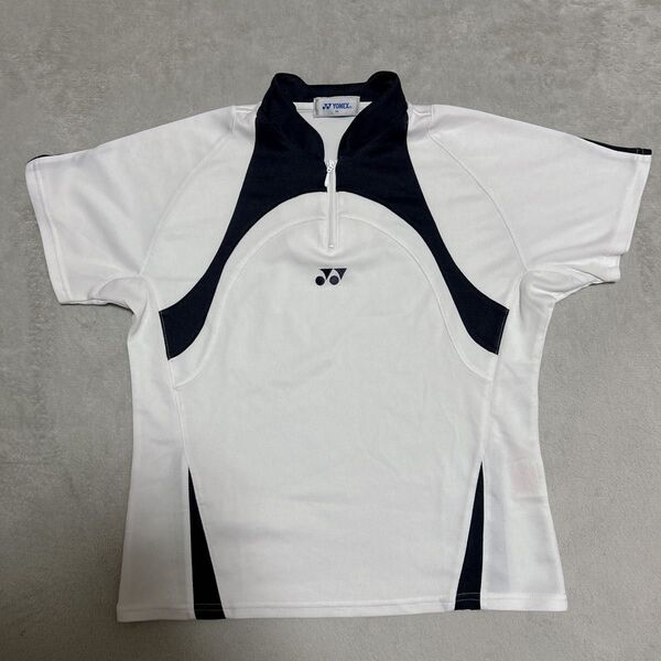 ヨネックスYONEX ハーフジップ Tシャツ M ホワイト/グレー バドミントンウェア ゲームシャツ 半袖Tシャツ