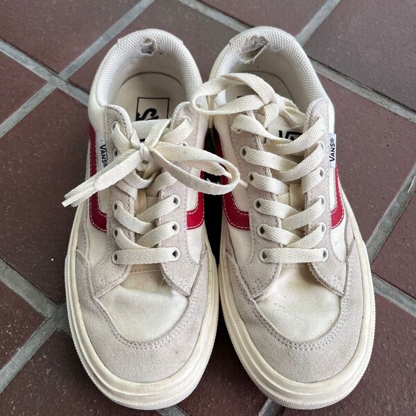 VANS ローカットスニーカー オフホワイト×レッド サイズ 23