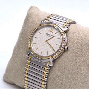極美品 ダイヤ SEIKO セイコー 時計 クレドール リネアクルバ CREDOR 5A74-0190 腕時計 SS 18KT