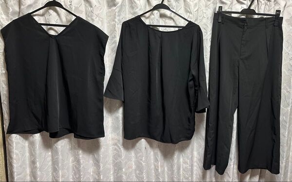 【未使用】セットアップ3点セット カットソー パンツ LLサイズ とろみ素材