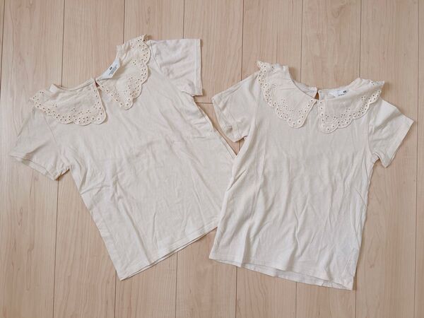 H&M 刺繍襟Tシャツ 2枚セット