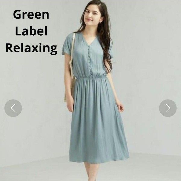 green label relaxing グリーンレーベルリラクシング Vネック ショートスリーブワンピース