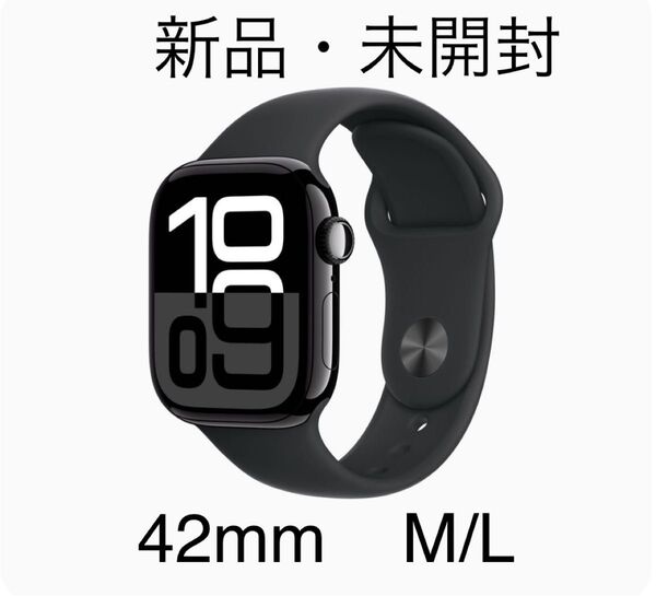 Apple Watch Series10 (GPSモデル)42mmジェットブラックアルミニウムケースとブラックスポーツバンドM/L