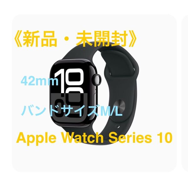 Apple Watch Series10 (GPSモデル)42mmジェットブラックアルミニウムケースとブラックスポーツバンドM/L