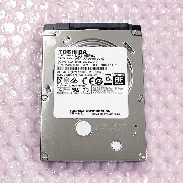 TOSHIBA MQ01ABF050 500GB 2.5インチHDD AVコマンド対応