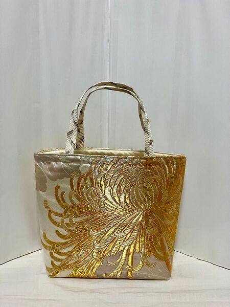 帯リメイク バッグ 金糸の乱菊