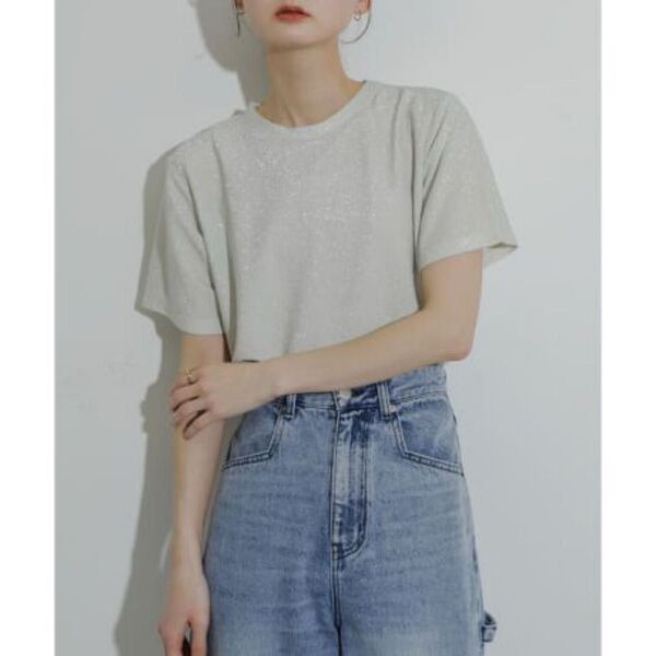 sense of place クルーネックラメTシャツ 半袖