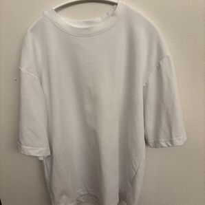 【美品】ユニクロ エアリズム コットンオーバーサイズTシャツ(5分袖) ホワイト