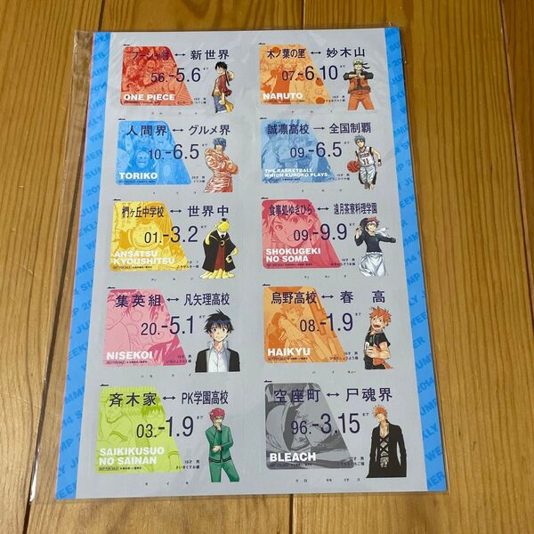 週刊少年ジャンプ展VOL.3限定ステッカーシート 未使用 icステッカー ワンピース NARUTO 非売品