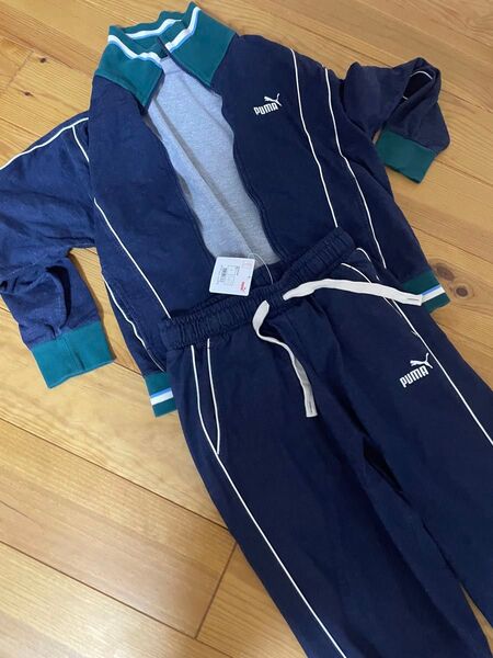 PUMA ジャージ上下セット ネイビー×グリーン 未使用に近い セットアップ プーマ t7 トラックジャケット 三笘薫