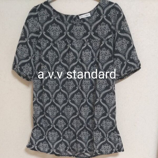 a.v.v standardトップス チュニック ブラウス カットソー サイズM ダマスク柄 半袖