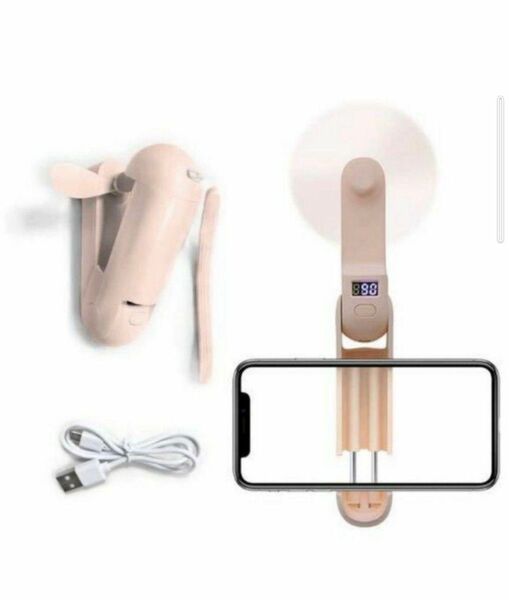 携帯扇風機 スモールファン ピンク USB扇風機 卓上扇風機 小型 最大12時間動作 2段階風量調節充電式 折りたたみスタンド機能