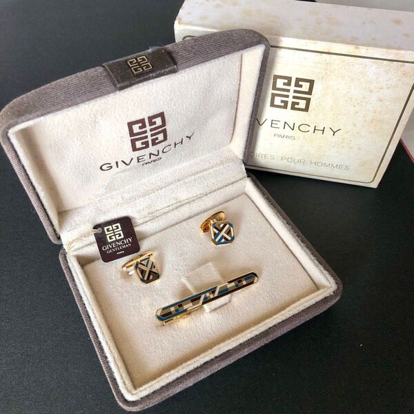 GIVENCHY ネクタイピン カフスボタン セット ヴィンテージ ジバンシー タイピン タイバー カフリンクス アンティーク