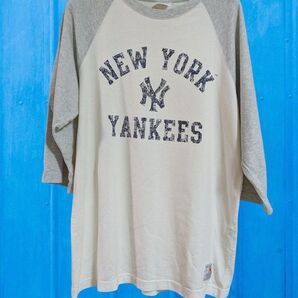 *セール*■MLB×UNIQLO■NEW YORK YANKEES■ラグランシャツ■7分袖■綿100%■L■ヴィンテージ■